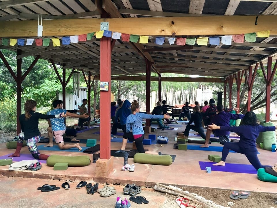 Our outdoor yoga pavilion in action...