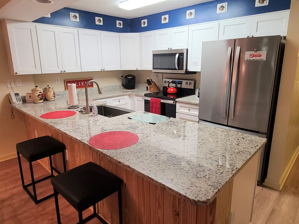 Fully equipped kitchen including Keurig and full coffee pot.  