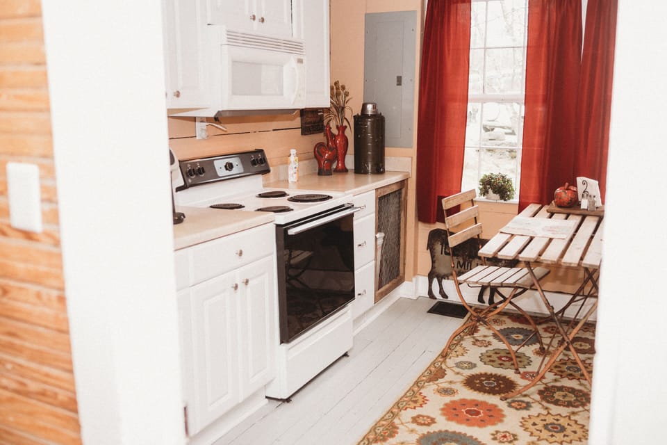 The cozy kitchen area, perfect for hanging out and making coffee. 