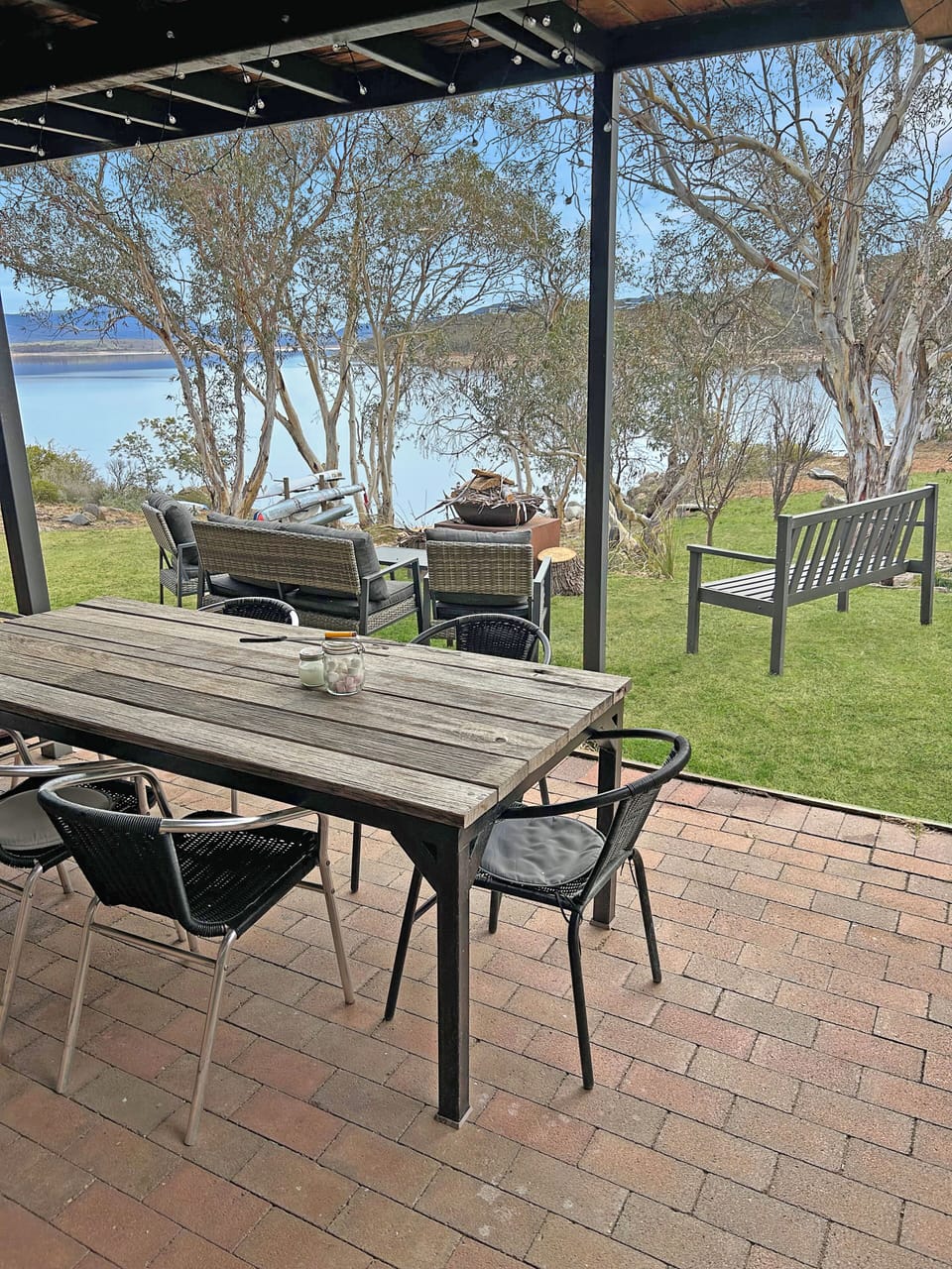 Outdoor dining with firepit and BBQ