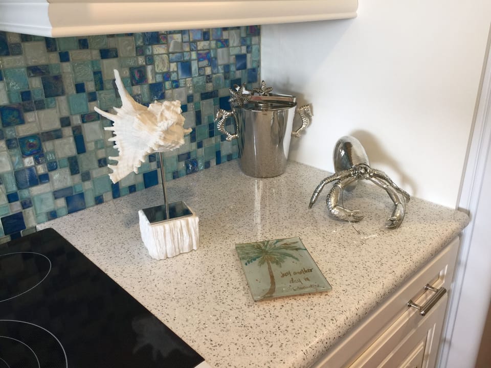 Beautiful custom quartz counter tops and under cabinet lighting 