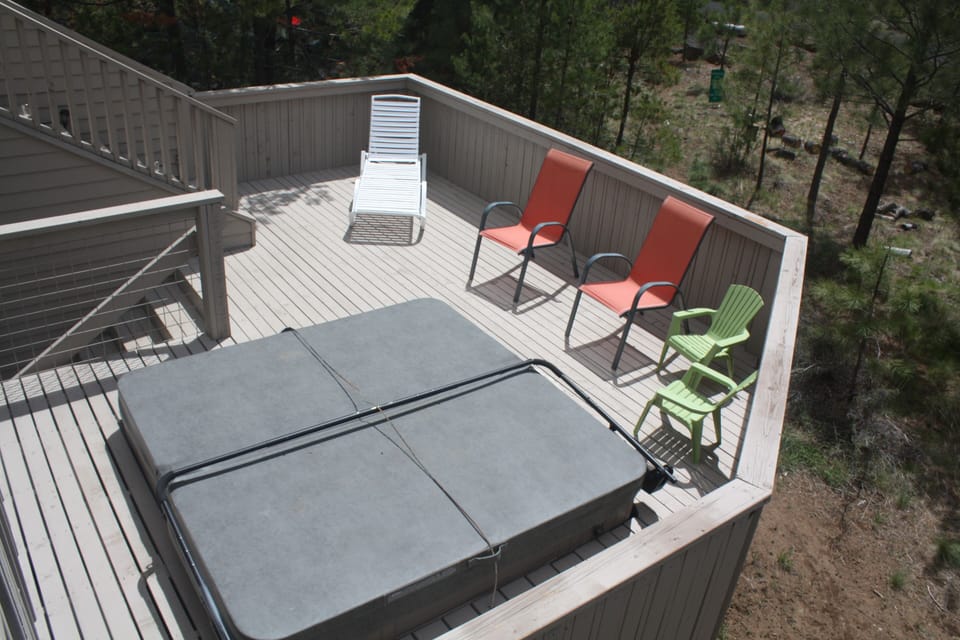 Hot tub on mid-deck. Access from both family rooms and master bedroom