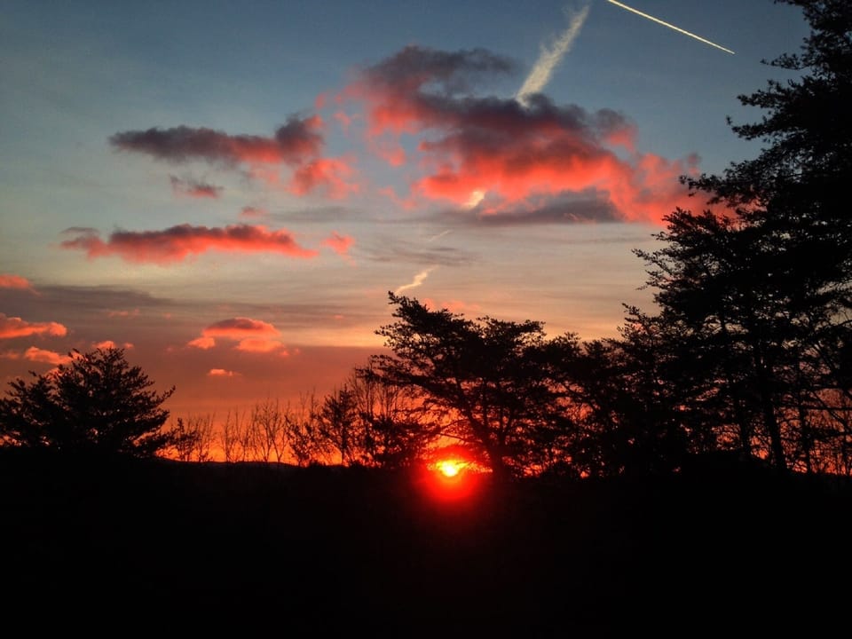 Sunrise from deck. Good place to see this is from 100 degree hot tub.