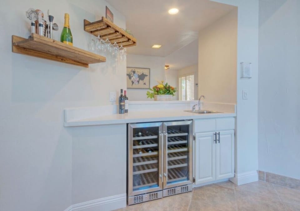 A complimentary bottle of wine awaits. Additional bottles can be purchased. 