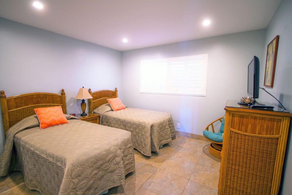 Guest bedroom.   Beds can be pushed together to make a king 