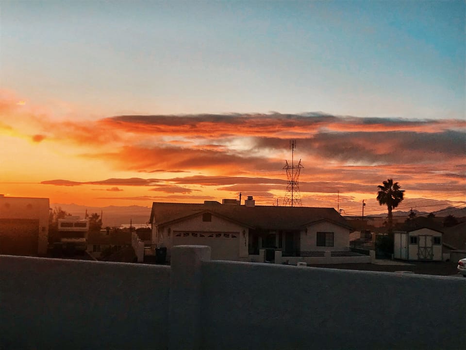 Sunset from the Backyard and view of the lake