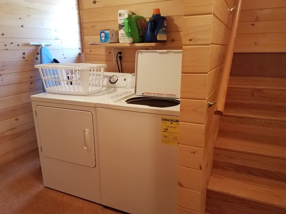 full size washer and dryer. detergent provided.