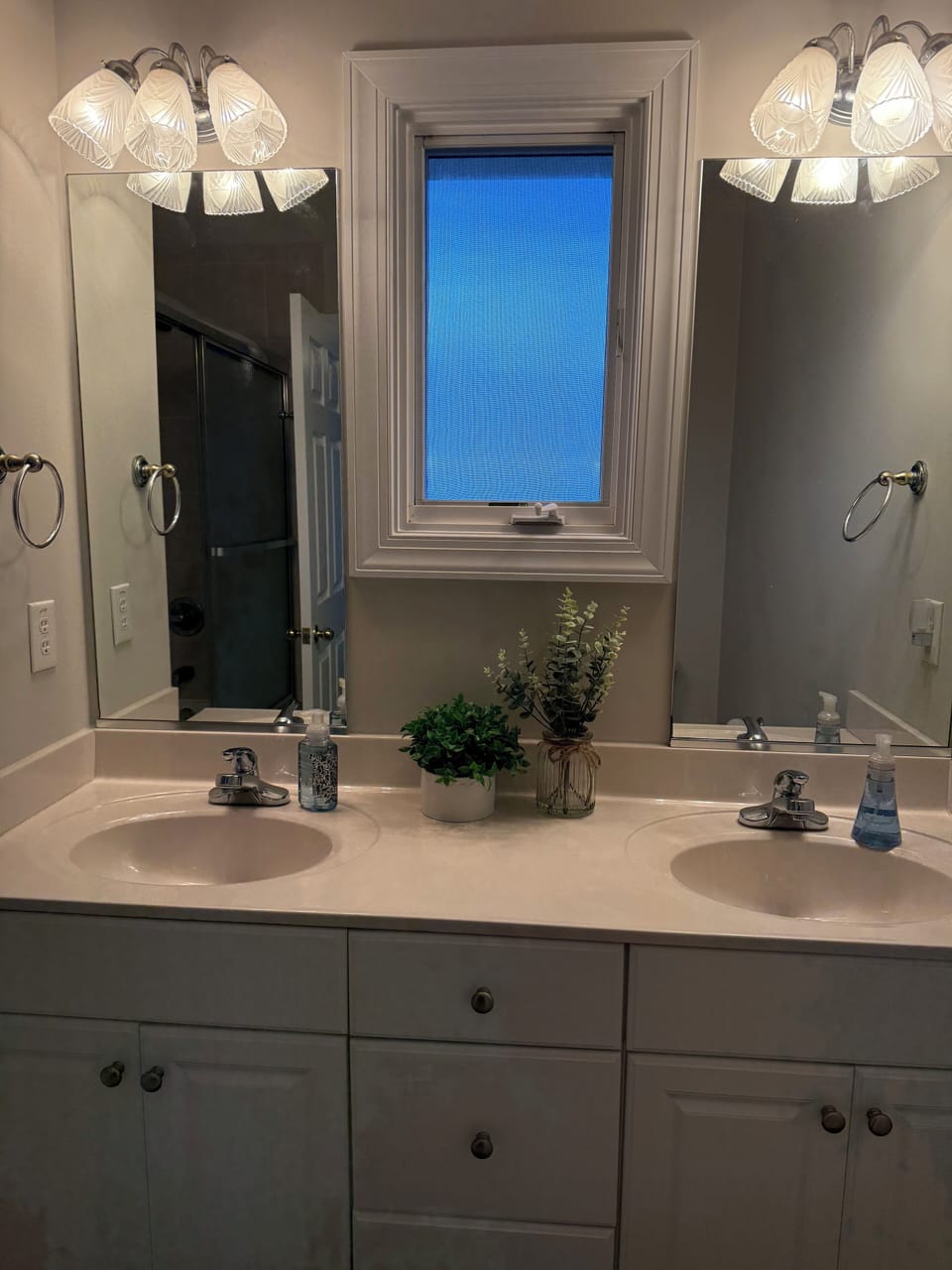 Primary bathroom with double sinks