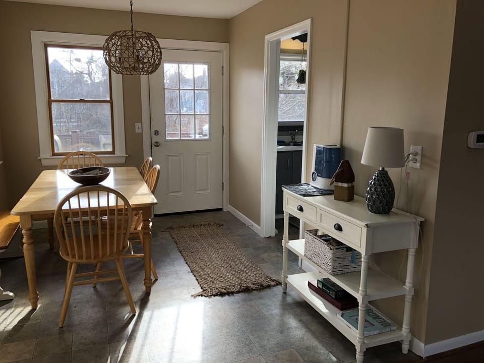 Dining room with door to the deck.
