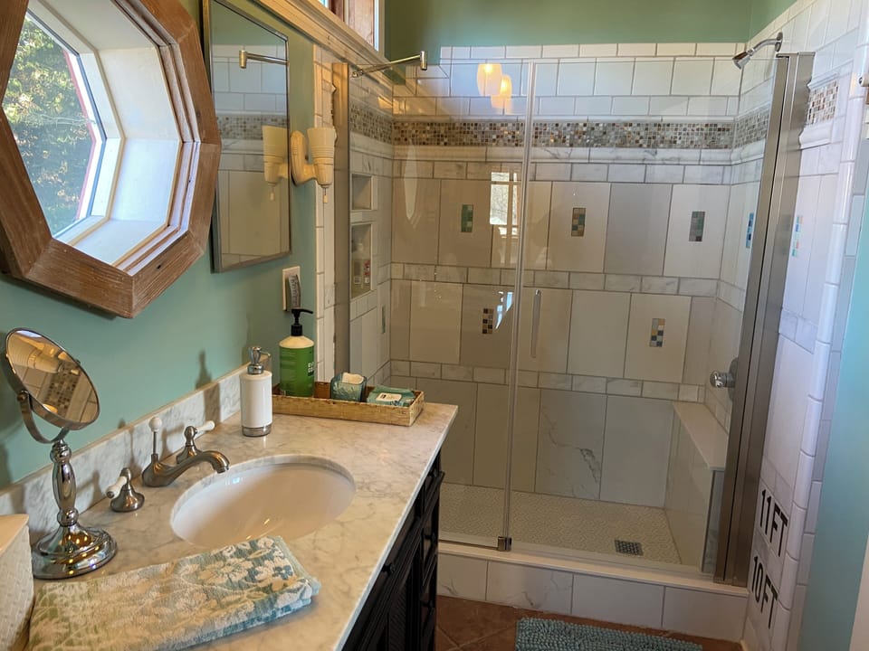 Originally there was a tub. Now it's a lovely shower. 