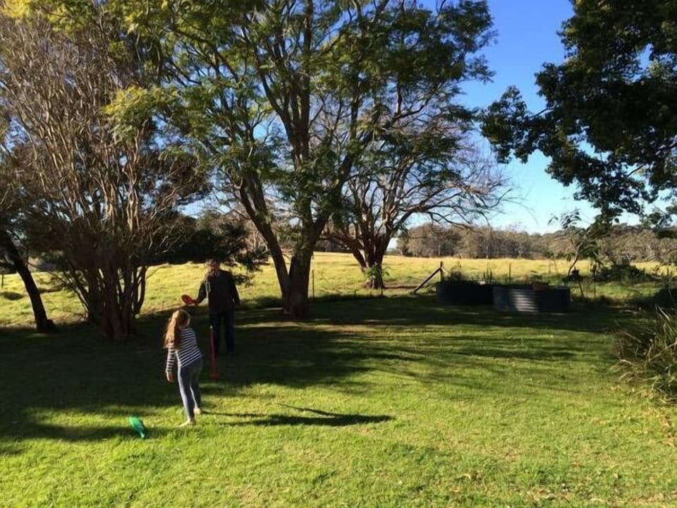 Playing in the back garden