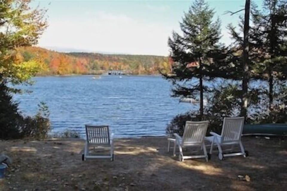 view of lake from private beach