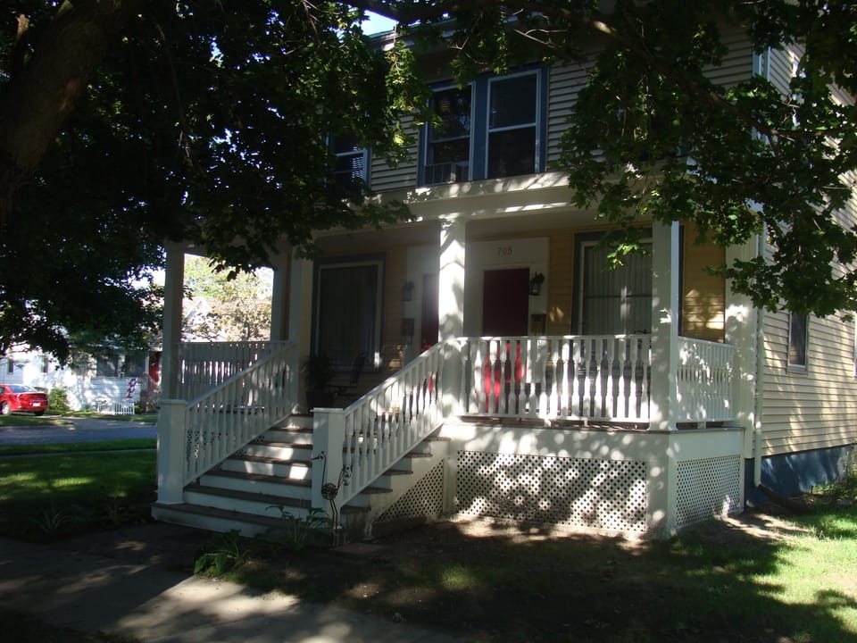 front of poperty looking northeast towards Pearl Street