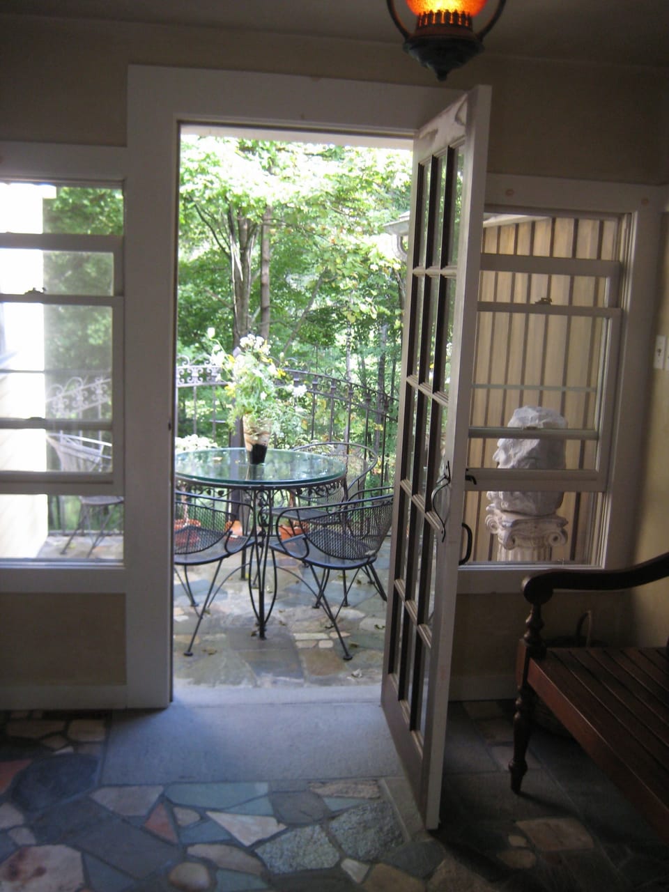 Entry way and stone patio