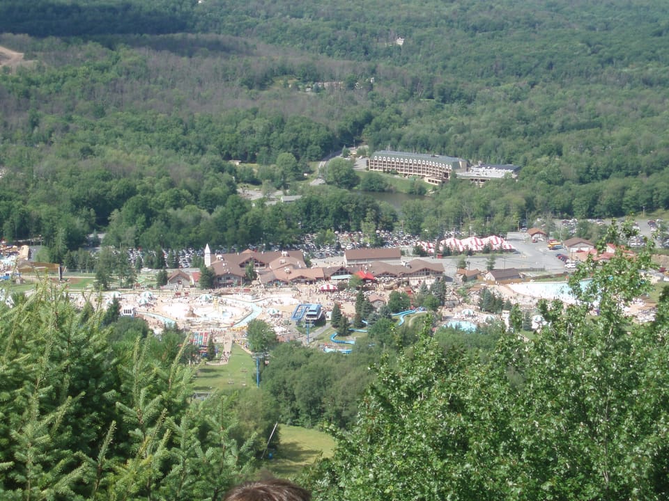 Looking down at the water park from top of the mountain. 