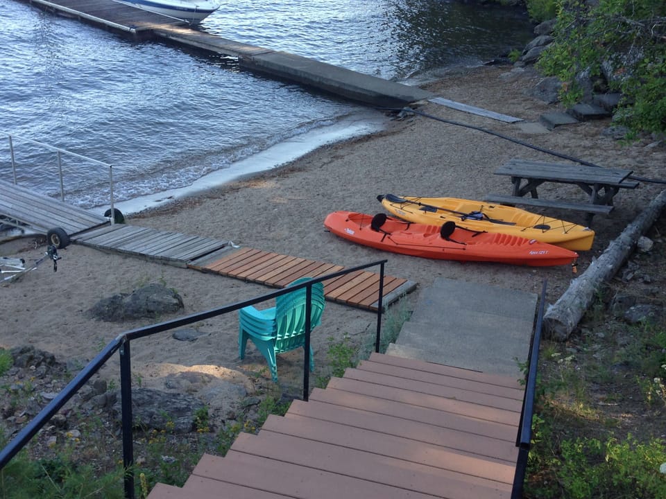 Beach with kayaks