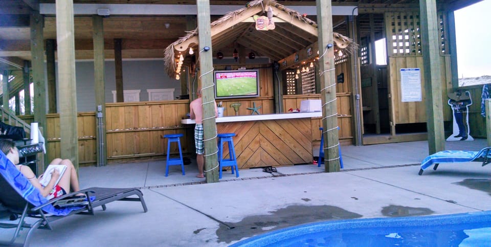 Tiki bar with TV
