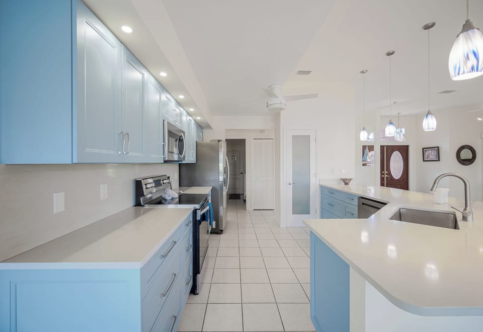 The kitchen has just been remodeled so everything is shiny & new!