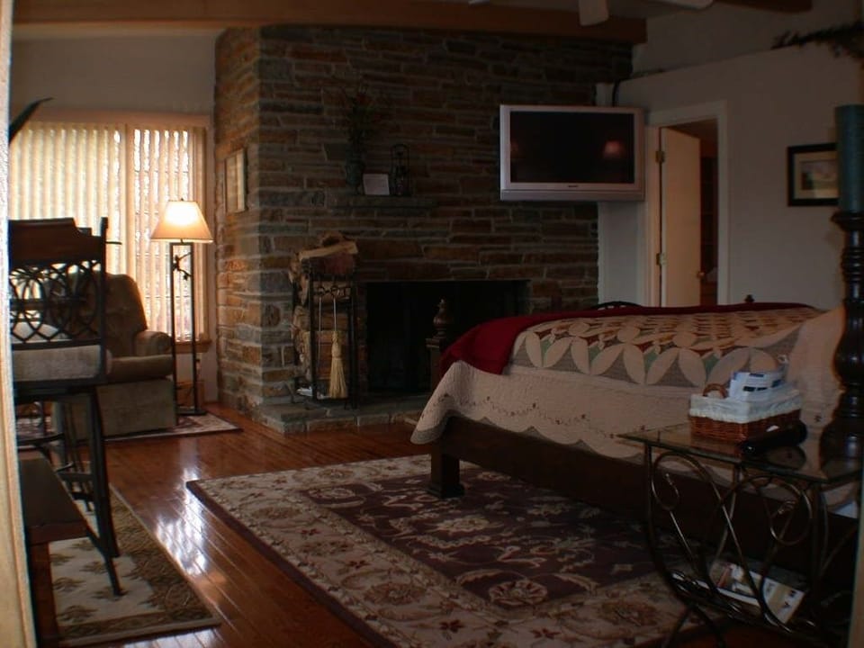 1st floor master, king bed, TV, fireplace, reading nook, private bath