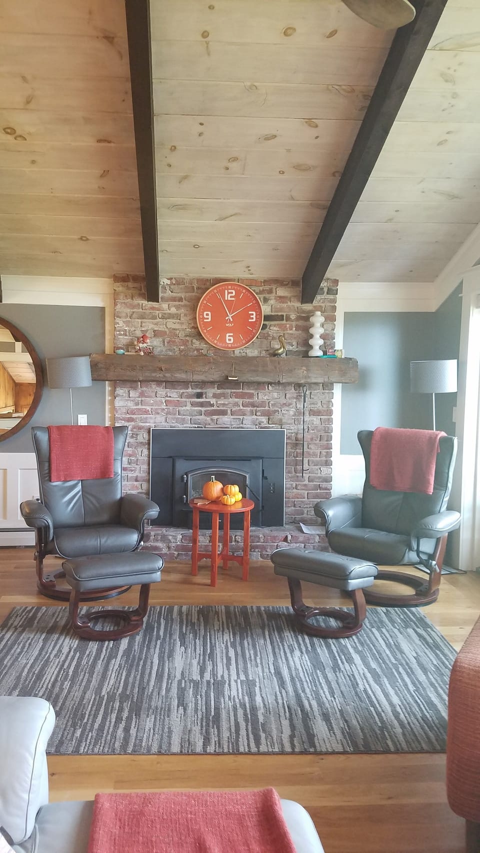 Enjoy a cozy rustic fire