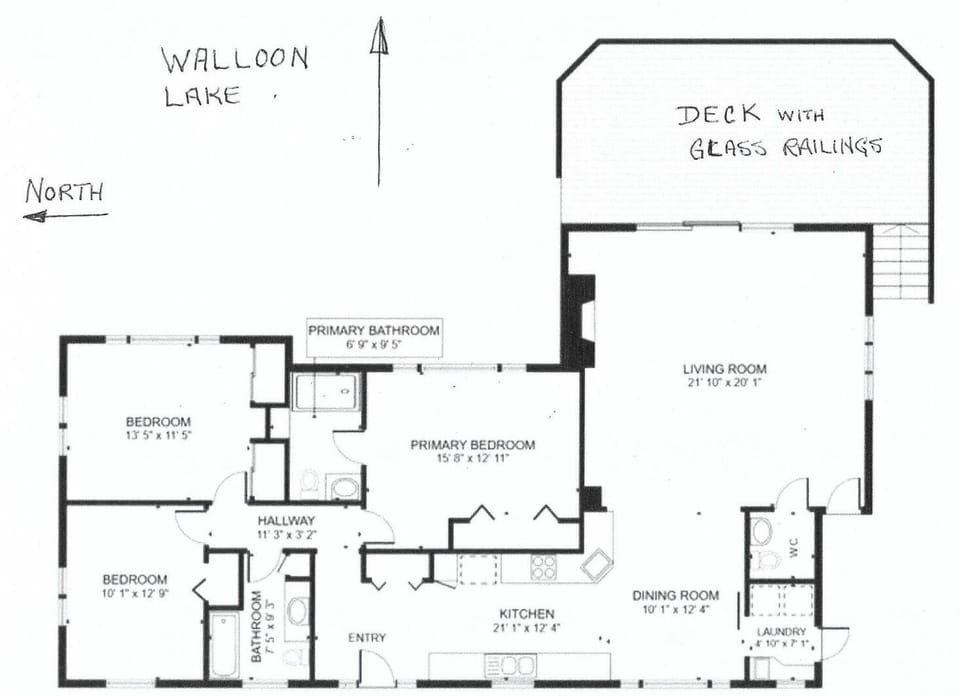 Layout drawing of the house showing room locations and sizes