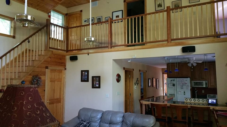 The stairs lead to 2 bedrooms and a full bath.