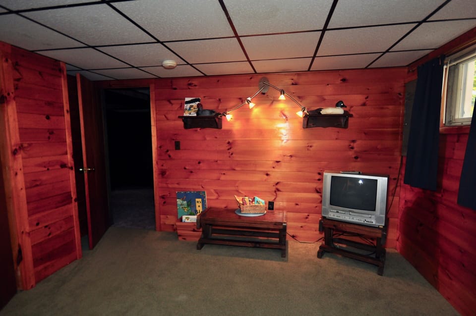 The bunk room is newly equipped with a flat screen TV (not yet shown).