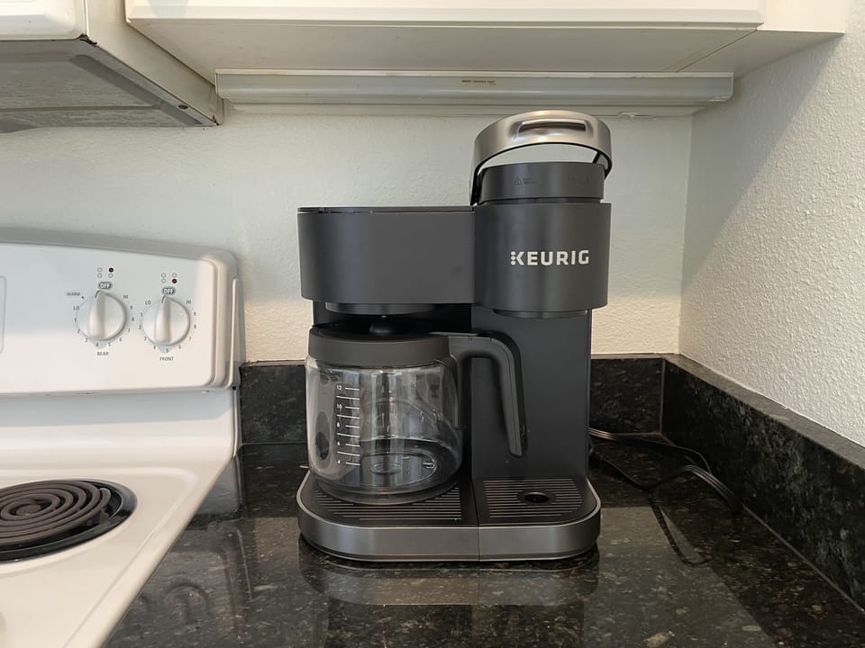Full kitchen with Keurig K-Duo coffee maker