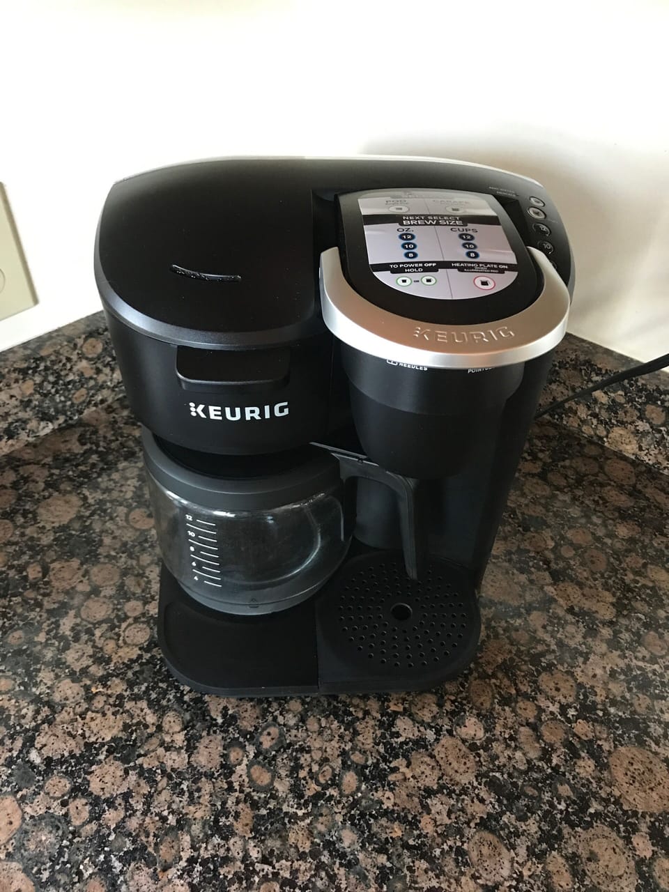 Keurig carafe (with reusable filter) and single pod coffee maker