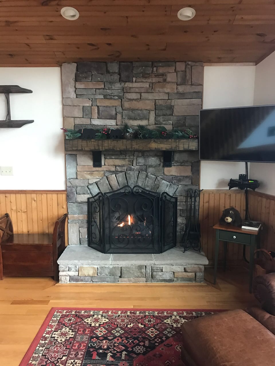 Open faced, unvented, propane fireplace 