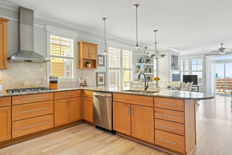 Kitchen is well stocked with everything you need if you decide to cook a meal. 