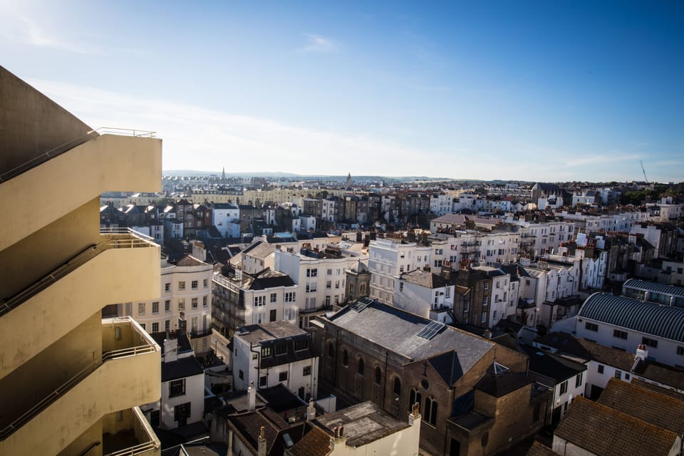 Views across the rooftops towards the Downs