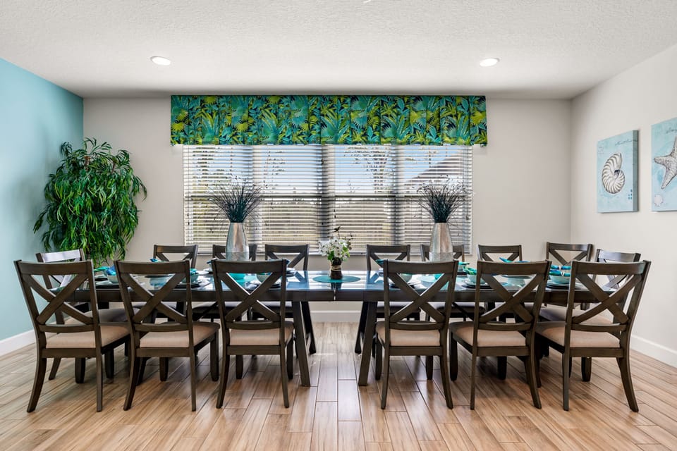 Our large dining table to gather for meals