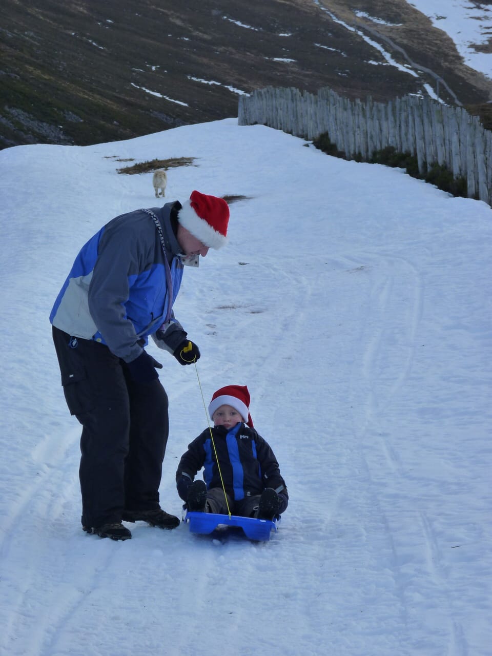 Having fun on the lower ski slopes