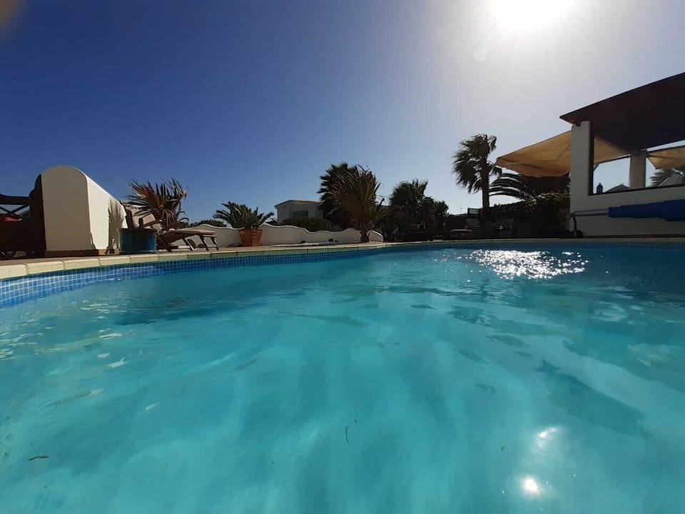 Pool heated to 28c - remains in sun all day.