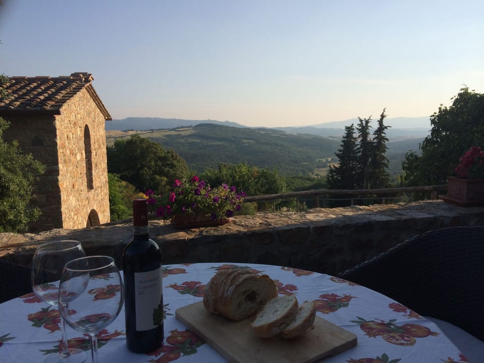 Private terrace at dusk