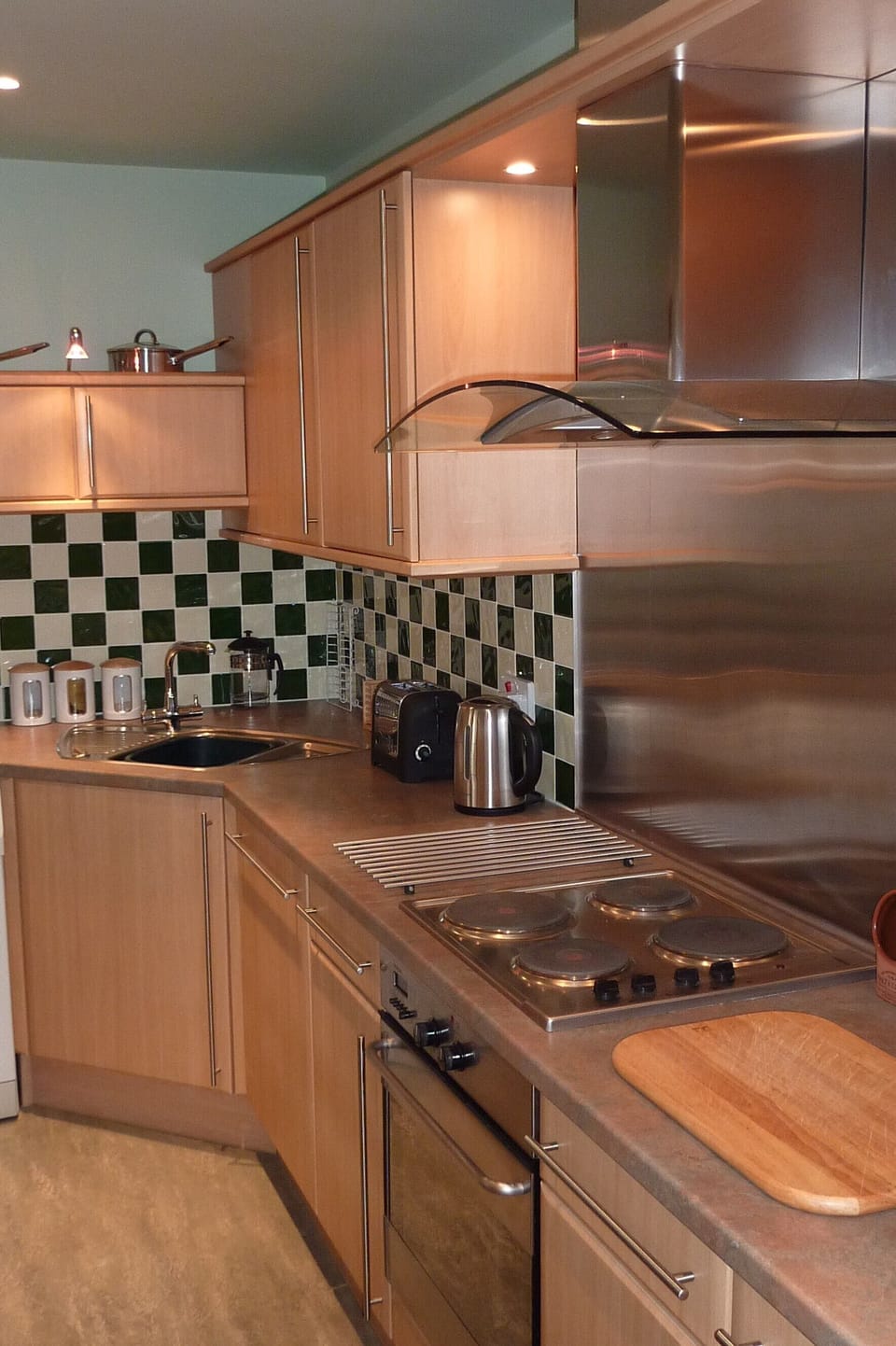 Kitchen adjacent to living room