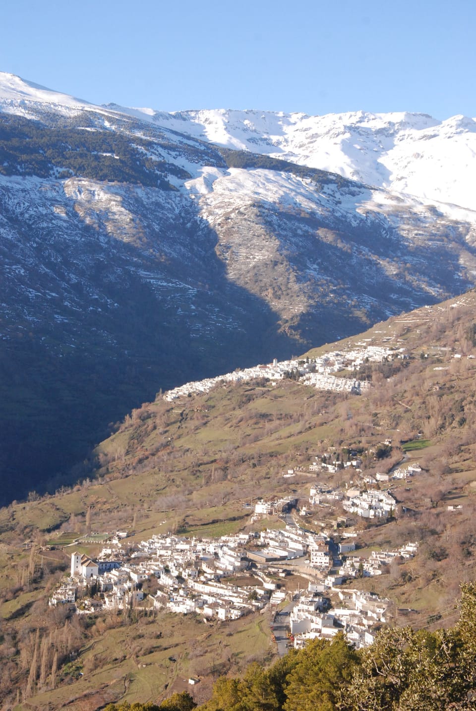 Winter view of Poqueira valley- Bubion in foreground, Capileira behind.