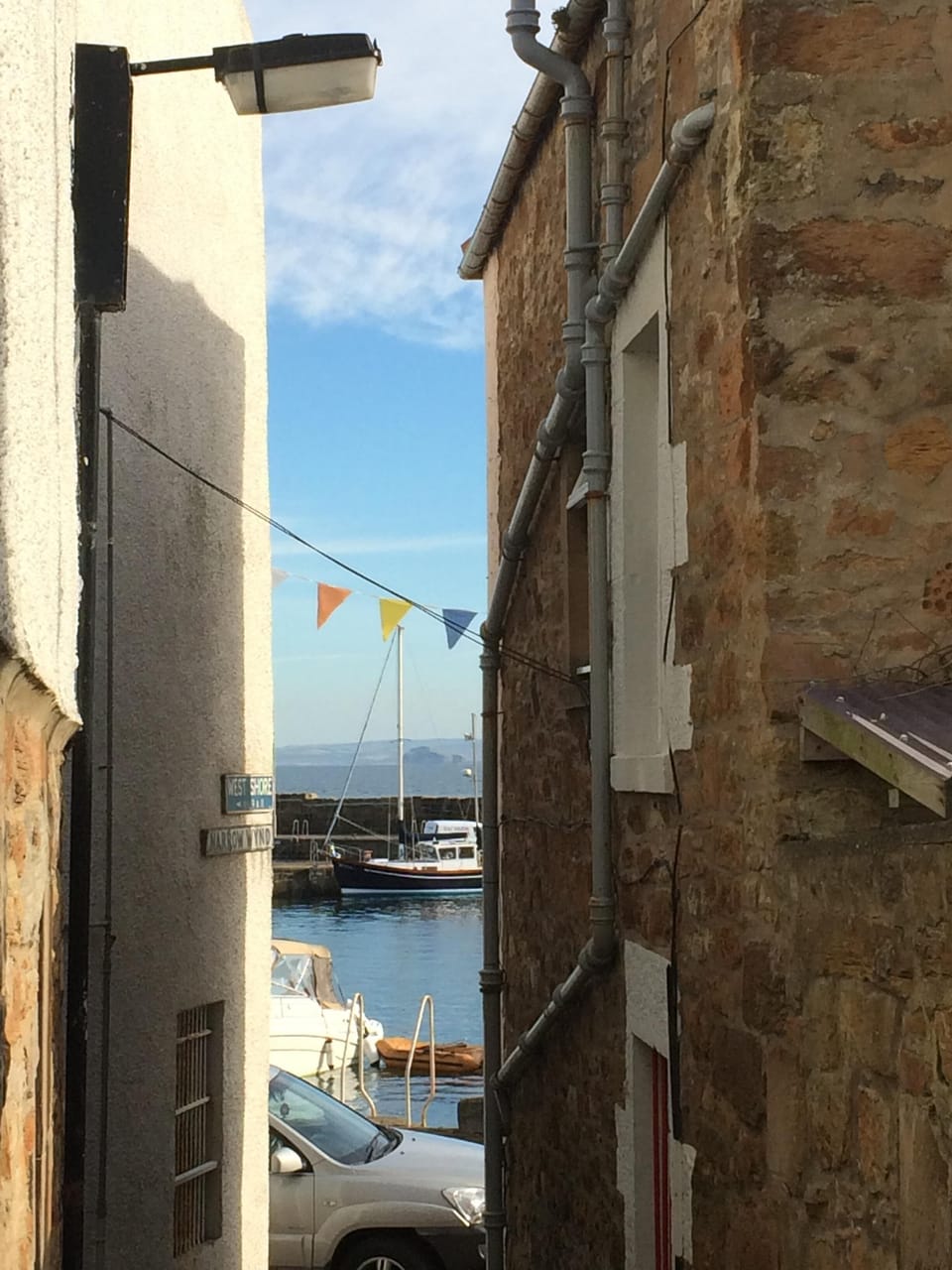 There are many small lanes in St Monans, that provide glimpses of the harbour