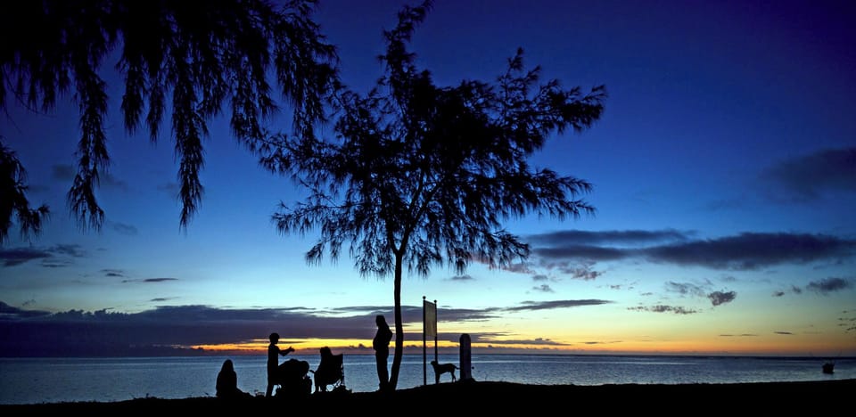 La Preneuse Beach after sunset.
