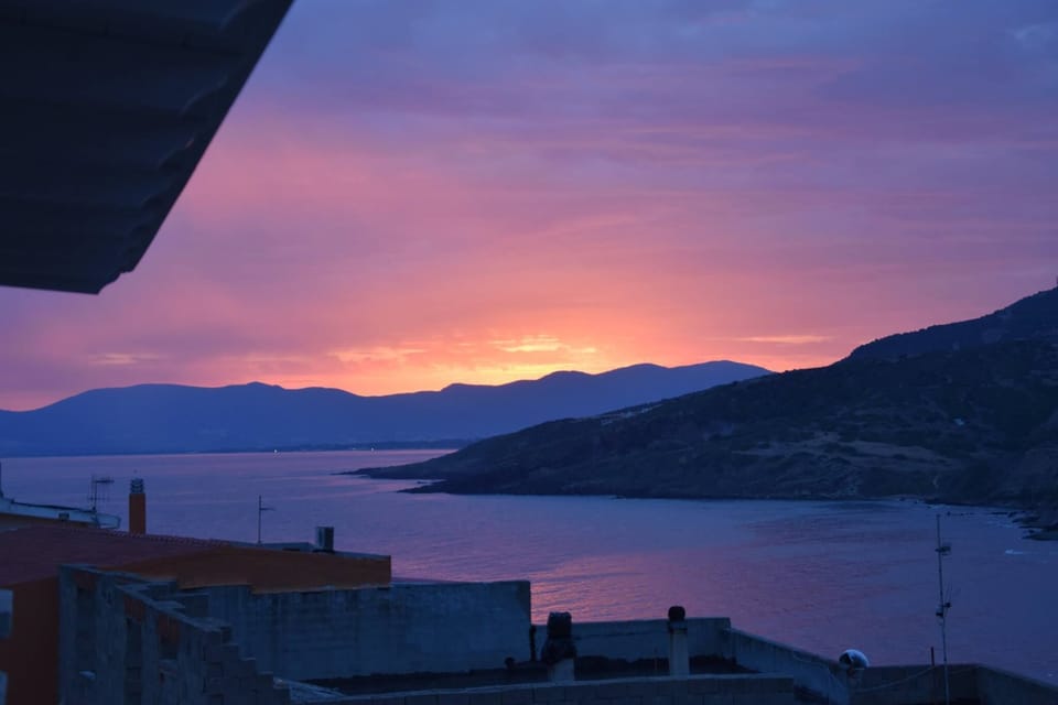 The view from the balcony at sunset