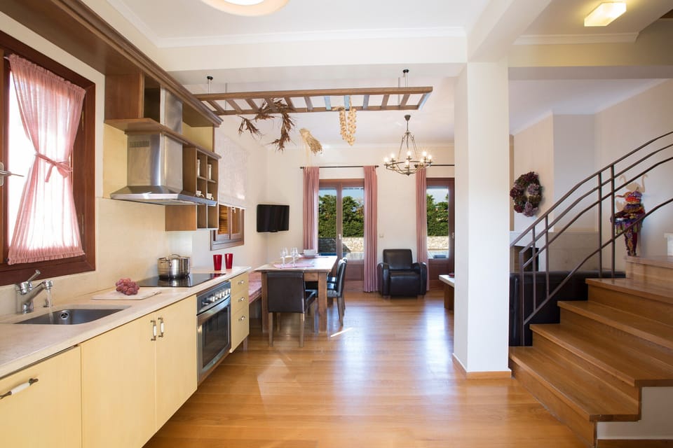 The kitchen and the living room