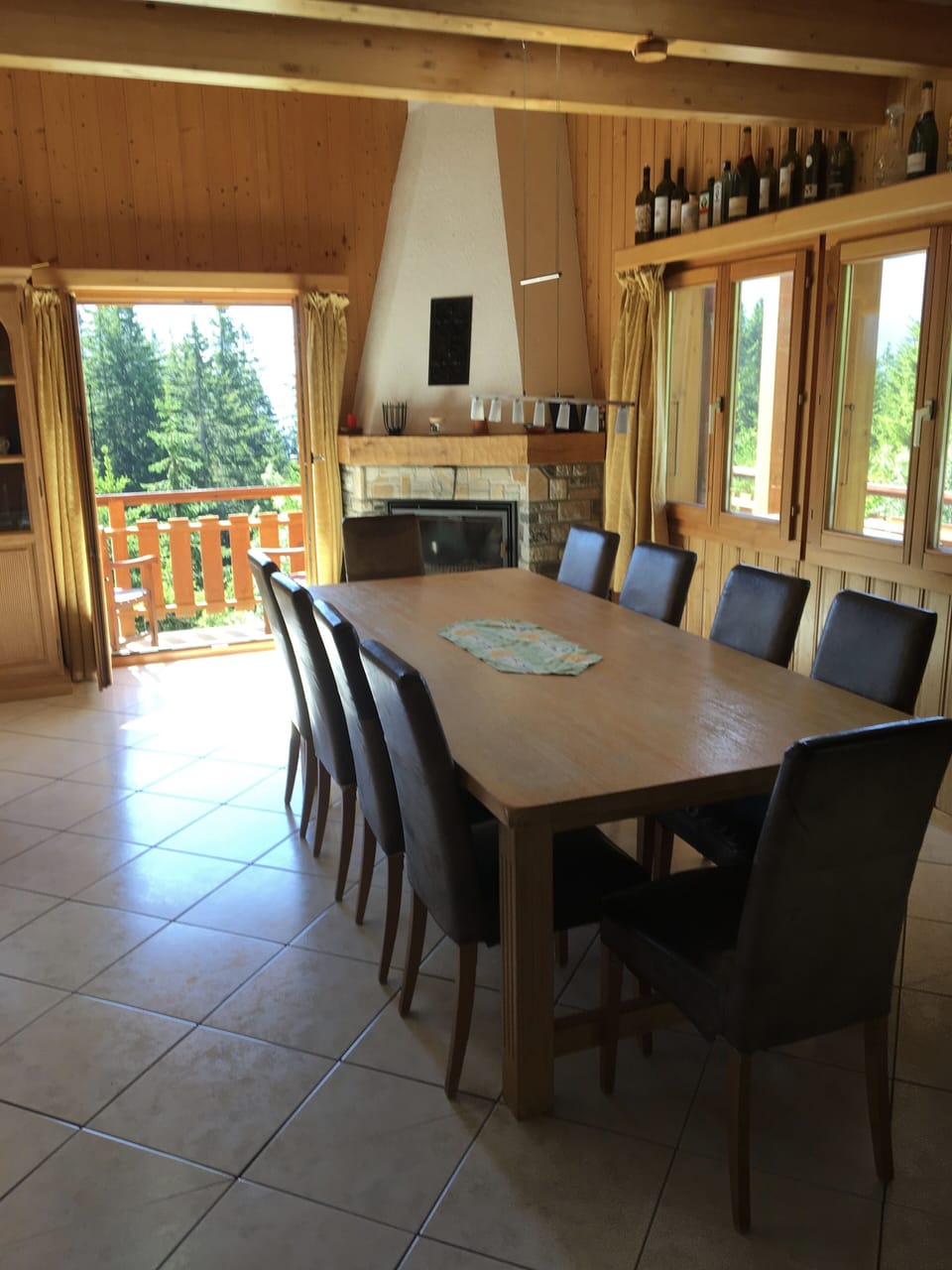 Dining area and log burning stove