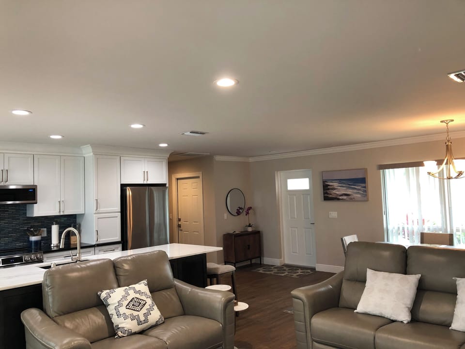 Family room and kitchen