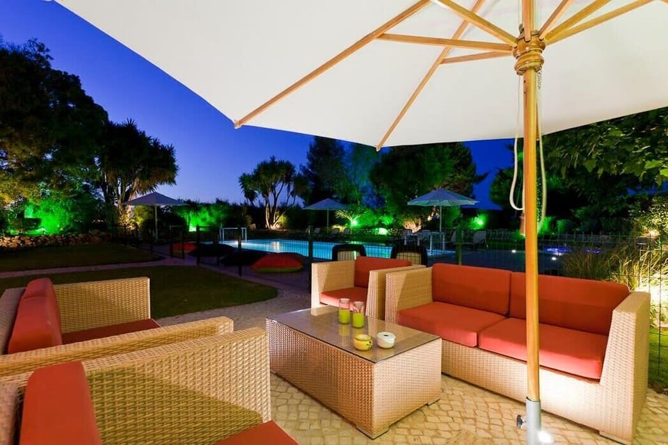 Chill area and garden at night