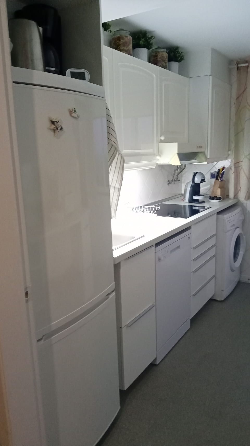 Cozinha. Combinado com 3 gavetas de congelador. Maquina de roupa e loiça