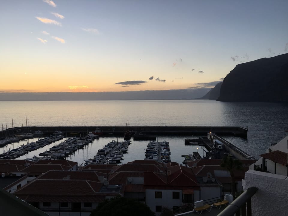 A view from the terrace of the magnificent sunset over the harbour