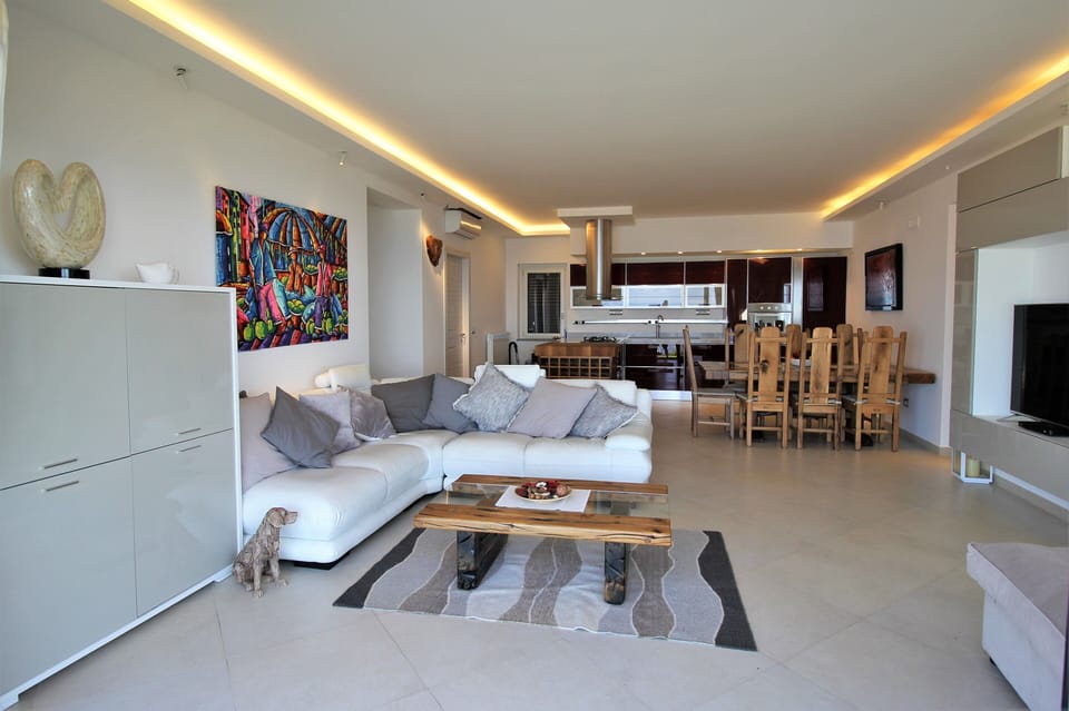 Spacious, open-plan dining room.