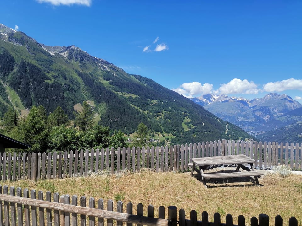 The view from the garden offers expansive views both up and down the valley.