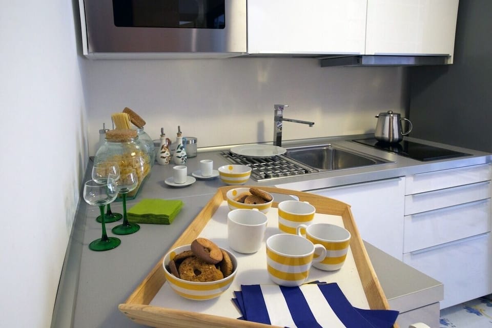 Fully equipped kitchen, microwave, fridge, freezer, toaster, juicer.